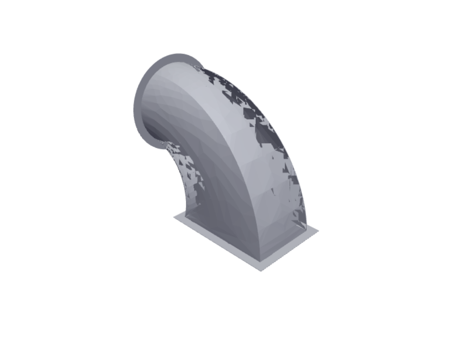 Duct curved rectangular circular complete