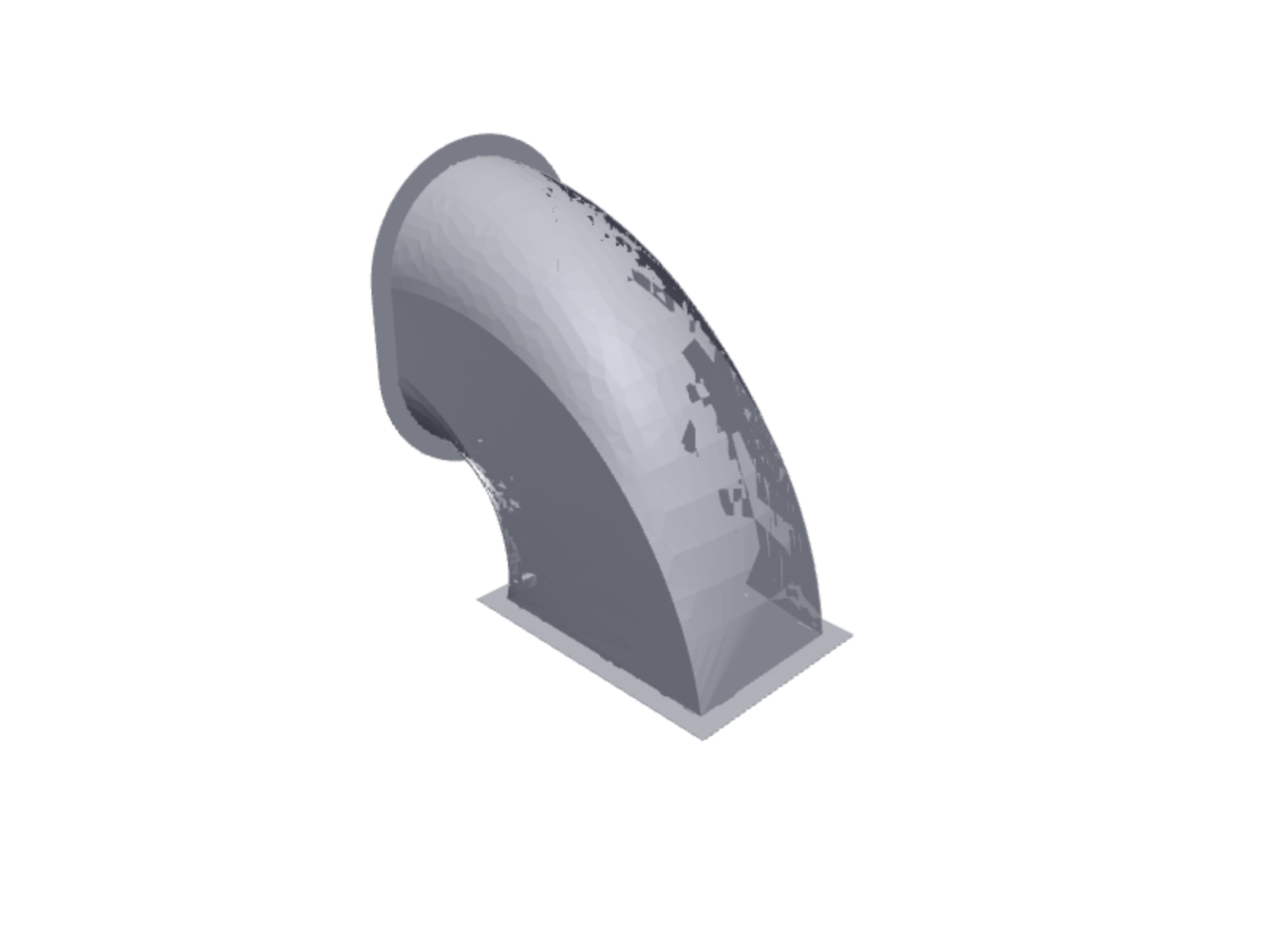 Duct curved rectangular oval complete
